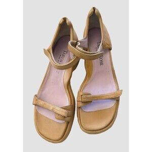 Taryn Rose Italy Tan Leather Strappy Platform Shoes Size 10M